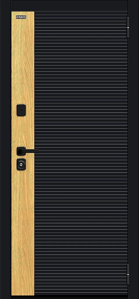 Входная дверь Эво/SBlack Black Shell-Wotan Oak/White Silk BR6249 внешняя сторона